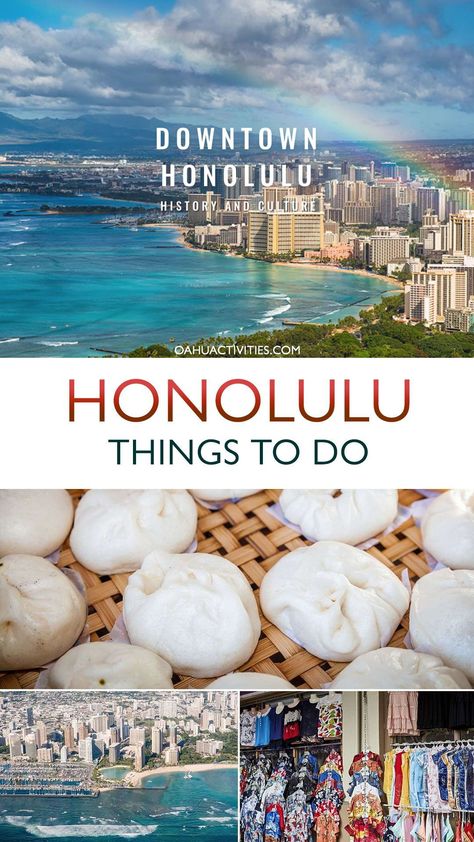 Hawaii’s capital city is home to arts districts, vibrant immigrant neighborhoods, and some of the state’s most historic landmarks. There are countless experiences in Downtown Honolulu that will give visitors a taste of what life is like away from Waikiki and what it means to be from this bustling Pacific city. #honolulu #oahu #hawaii #waikiki #oahuhawaii Honolulu Hawaii Downtown, Downtown Honolulu, Things To Do On Oahu, Honolulu Vacation, Best Hawaiian Island, Honolulu City, Hawaii Waikiki, Hawaiian Travel, Hawaii Weddings