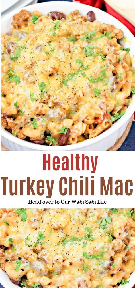 If you love Chili Mac you will love this version of turkey chili mac. Easy to make and tastes like true comfort food, this is a recipe you have to try. Healthy Chilli Mac Recipe, Healthy Chili Mac Recipe, Turkey Chili Mac And Cheese, Ground Turkey Chili Mac, Chilli Recipe Crockpot Turkey, High Protein Chili Mac, Weight Watchers Chili Mac, Healthy Chili Mac, Turkey Chili Mac