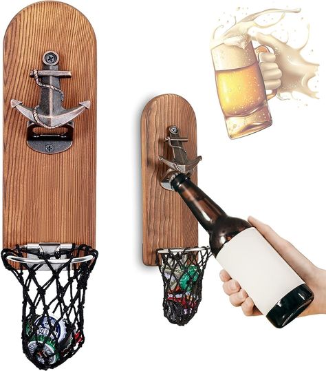 PRICES MAY VARY. 🍻【DURABLE QUALITY MATERIALS】: The wall bottle opener is made of high quality thick wood base plate and zinc alloy bottle opener. The wood base plate feels smooth, has no pungent smell, is not easy to deform or break, and the metal bottle opener is durable, not easy to rust, and resistant to corrosion, suitable for any weather and season, and not easy to mold even when used outdoors 🍻【PRACTICAL RETRO DESIGN】: The retro country style of the wall mounted bottle opener and the fix Accessories For Kitchen, Wall Bottle Opener, Metal Bottle Opener, Bottle Cap Opener, Home Bar Accessories, Magnetic Bottle Opener, Retro Country, Mounted Bottle Opener, Metal Bottle