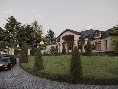 Private House with a view of Ararat by K|Visualization Black Modern House, House With A View, Mountain Dream Homes, German Houses, One Storey House, Beautiful Home Gardens, Chalet Design, Modern Villa Design, House Fashion