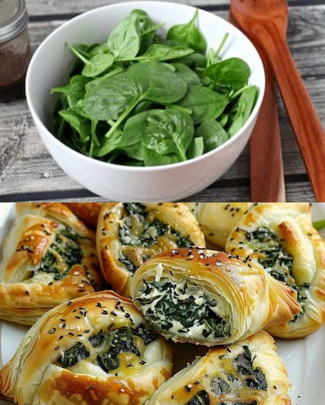 Spinach and Cheese Puff Pastry Squares - Greenku Recipes Spinach And Cheese Pastries, Spinach Puffed Pastry, Feta And Spinach Puff Pastry, Cream Cheese Spinach Puffs, Spinach Puff Pastry Appetizers, Spinach Stuffed Pastry, Spinach And Feta Pastry, Spinach Feta Puff Pastry, Recipes With Puff Pastry