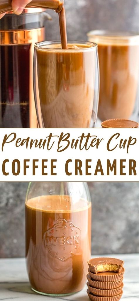 Homemade Coffee Creamer Recipe, Diy Coffee Creamer, Peanut Butter Coffee, Homemade Coffee Syrup, Flavored Coffee Creamer, Homemade Coffee Creamer, Homemade Peanut Butter Cups, Coffee Creamer Recipe, Creamer Recipe