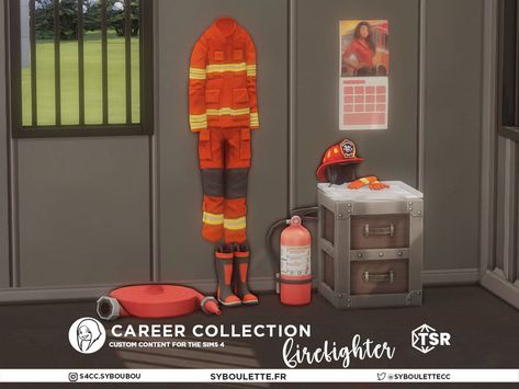 The Sims Resource - Career Collection #3: Firefighter Sims 4 Firefighter Cc, Sims 4 Police Cc, Cc Clutter, Ts4 Mod, Firefighter Boots, Sims Lookbook, Brindleton Bay, Zombie Christmas, Firefighter Calendar