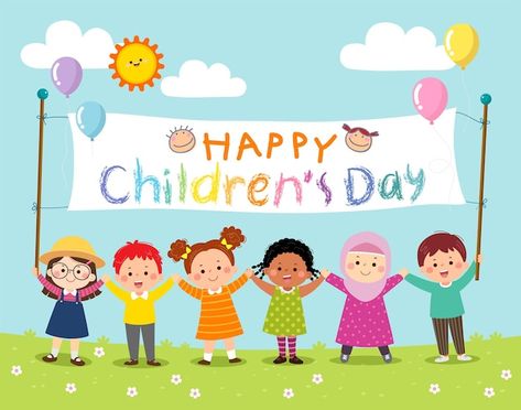 Happy Childrens Day Poster, Children's Day Activities, Children's Day Poster, Teachers Day Card, Physical Activities For Kids, Birthday Cake Topper Printable, Happy Children's Day, Childhood Days, Children's Day