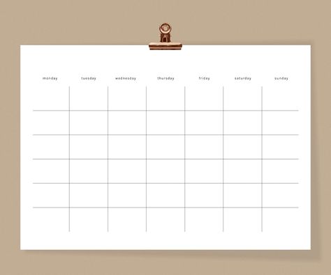 Undated Calendar Template, Monday To Sunday Template, Bill Calendar, Minimal Calendar, Calendar Minimalist, Undated Calendar, Book Review Template, Monthly Planner Template, Minimalist Calendar