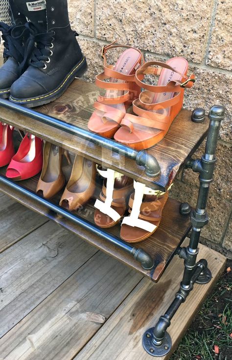 Shoe Rack Store Decor Boutique Decor Closet Organizer | Etsy Pipe Shoe Organizer, Industrial Shoe Shelf, Iron Pipe Shoe Rack, Boot Shelf Western, Barnwood Shoe Rack, Pipe Closet, 2 Tier Shoe Rack, Pipe Decor, Shoe Shelf