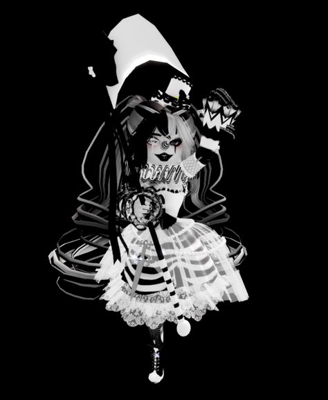 Clown Royale High, Black And White Clown, Outfit Hacks, Clown Clothes, Halloween Clown, Royale High, Roblox Pictures, Black And White, Outfit Inspo