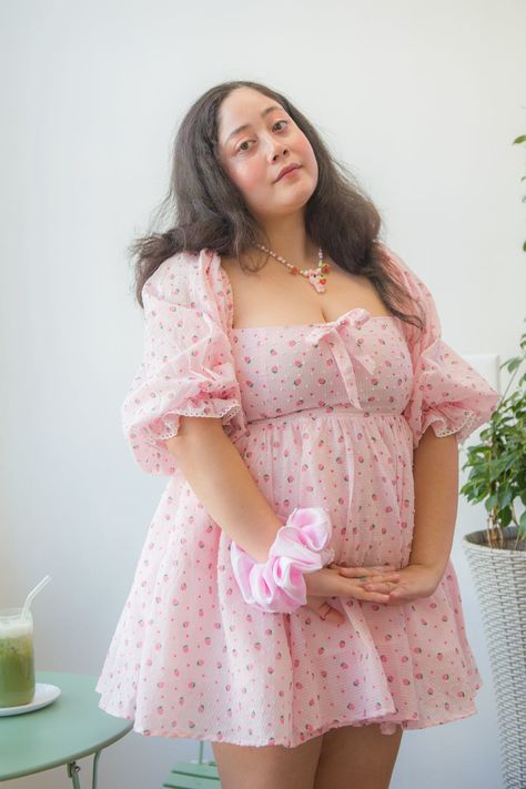 Strawberry Shortcake Cottage Dress – Miss Candyholic Babydoll Dress Outfit, Strawberry Shortcake Dress, Strawberry Shortcake Outfits, Strawberries And Flowers, Strawberry Shortcake Costume, Strawberry Print Dress, Pink Babydoll Dress, 80s Inspired Outfits, Pretty In Pink Dress