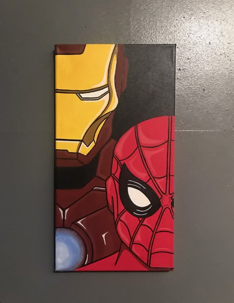 Spider-Man and Ironman: Homecoming canvas Canvas Art For Men, Avengers Painting, Spiderman Painting, Ideas For Canvas, Marvel Art Drawings, Marvel Paintings, Avengers Drawings, Disney Canvas Art, Disney Canvas