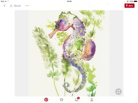 World Illustration, Journal Techniques, Seahorse Art, Sea Illustration, Watercolor Art Diy, Watercolor Water, Watercolor Fish, Hur Man Målar, Sea Horse