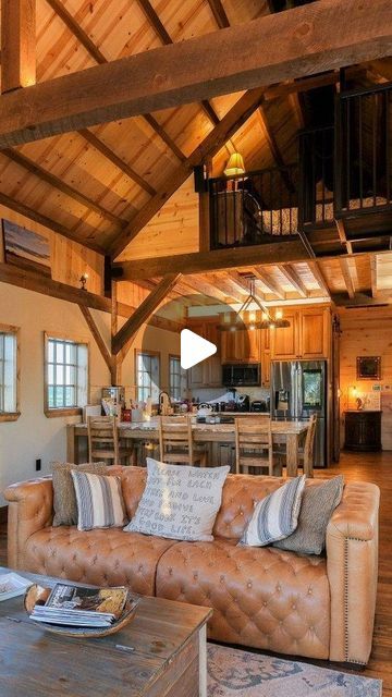 Timberlyne Group on Instagram: "Barndominium... Timberlyne Style! This stunning horse barn in Oklahoma features a beautiful post and beam structure with a surprisingly rustic yet luxurious loft living space. And for those wondering? Zero smell. Fully sealed and insulated. Follow our page to see more dreamy wood barns and timber frame homes!" Small Barn House With Loft, Barndo With Exposed Beams, One Bedroom Barndo With Loft, Post And Beam Barn Homes, Loft Living Space, Barndominium Interior, Post And Beam Barn, Beam Structure, Loft House