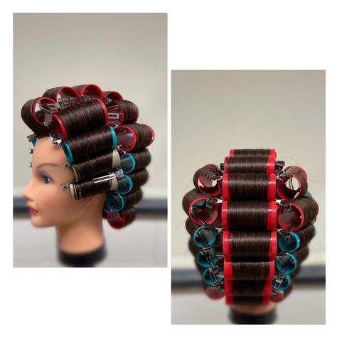 Short Roller Set Hairstyles, Roller Set Pattern, Hair Rollers Aesthetic, Rollers Aesthetic, Natural Hair Perm Rods, Roller Set Natural Hair, Roller Set Hairstyles, Roller Sets, Betty Draper