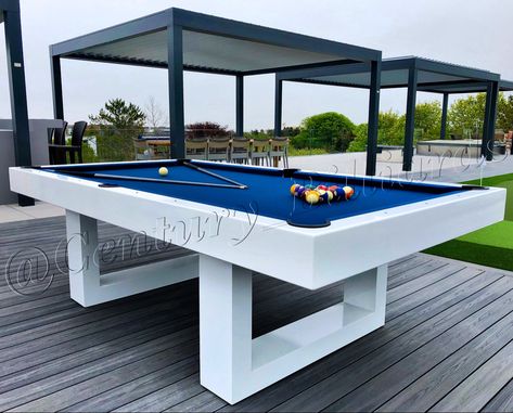 Modern Custom outdoor pool table with clean lines.
100% waterproof design 
Beautiful, seamless construction
Made in the USA 
heavy gauge stainless steel hardware Pool Table Design, Outdoor Pool Table, Pool Deck Plans, Pool Billiards, Above Ground Pool Decks, Bench Set, Lap Pool, Splish Splash, Pool Table