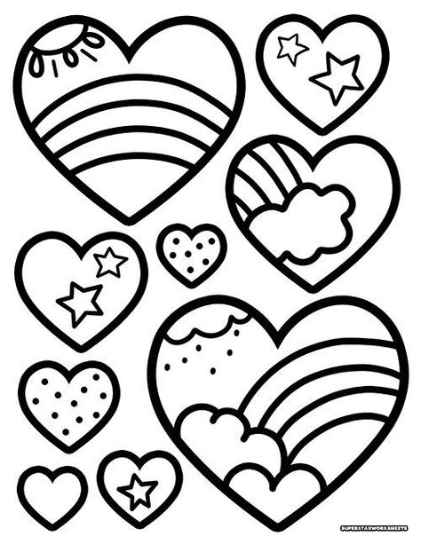 Beginner Coloring Pages, Valentines Day Preschool Crafts For Kids, Colour Pages For Kids, Free Colouring Printables For Kids, Simple Colouring Pages For Kids, Love Coloring Pages Printables, Valentines Colouring Pages, Coloring Pages For Girls Kids, Hearts Template Printable Free