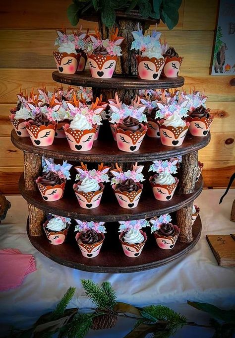 One Deer Ful Birthday Cake, Baby Deer Baby Shower Ideas Girl, Bambi Cupcakes, Oh Deer Baby Shower Girl, Deer Baby Shower Theme, Deer Themed Birthday Party, Deer Cupcakes, Deer Baby Shower Girl, Forest Baby Shower Theme