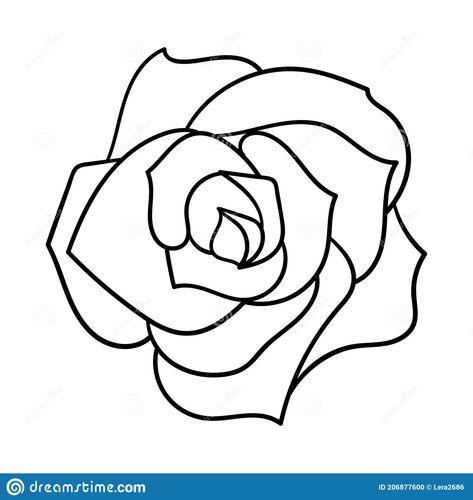 Rose Outline Drawing, Rose Doodle, Rose Drawing Simple, Rose Outline, Rose Sketch, Element Design, Rose Illustration, Flower Outline, Outline Drawing