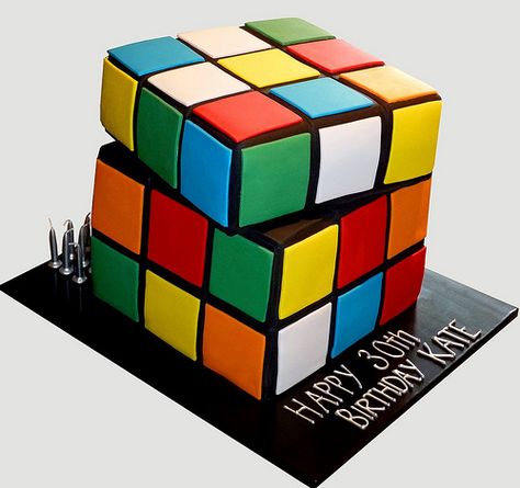 Rubix Cube Birthday Cake Rubix Cube Birthday, Rubix Cube Cake, 10th Birthday Cakes For Boys, White Chocolate Mud Cake, Bolo Sonic, 9th Birthday Cake, 12th Birthday Cake, 8th Birthday Cake, Cube Cake