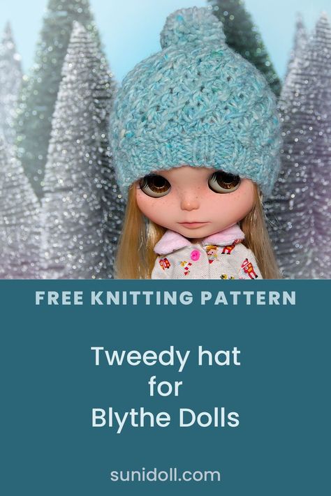 Blythe doll clothes knitted hat free pattern Knit Doll Hat, Hat Free Knitting Pattern, Colorwork Knitting Patterns, Blythe Doll Clothes, Blythe Doll Dress, Hat Patterns Free, Doll Clothes Patterns Free, Dolls Clothes Diy, Colorwork Knitting