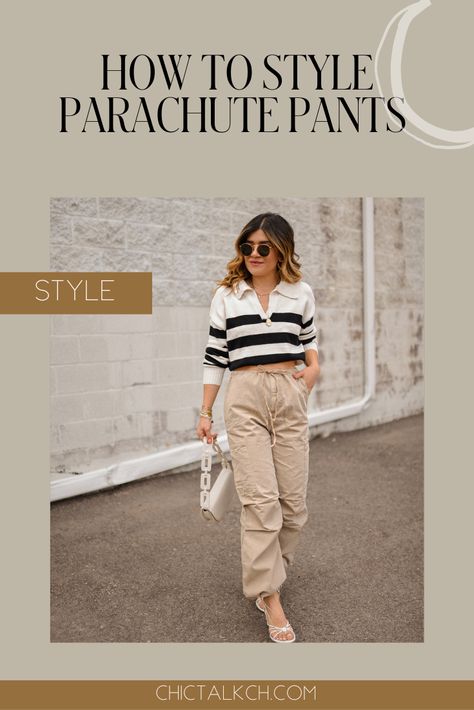 Dress Up Parachute Pants, What To Pair With Parachute Pants, How To Wear Parachute Pants Outfit, What To Wear With Parachute Pants, Chic Parachute Pants, How To Style Parachute Pants, Minimal Classic Outfit, Parachute Pants Outfit, Shacket Outfit