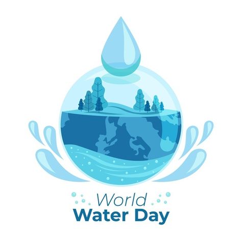 World water day illustration with nature... | Free Vector #Freepik #freevector #nature #celebration #flat #illustration International Water Day, Save Water Poster Drawing, Save Water Poster, Water Environment, Purple Flowers Garden, Water Quotes, Digital Advertising Design, Happy National Day, Flat World