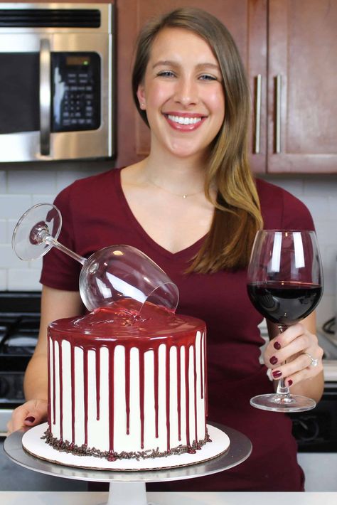 photo of chelsey white with spilled red wine chocolate cake Wine Cake Recipe, Wine Theme Cakes, Red Wine Cake, Wine Chocolate Cake, Easy Christmas Cake, Red Wine Chocolate Cake, Wine Chocolate, Wine Cake, Layer Cake Recipes