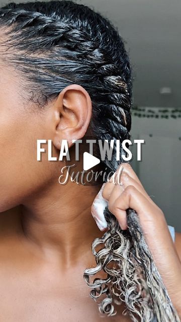 Simple Twist Out Natural Hair, Two Strand Twist With Flat Twist, Twist To Scalp Hairstyles, 2 Flat Twist On Natural Hair, Flat Twist On Relaxed Hair, Flat Twist Ponytail Hairstyles, Twist Sets On Natural Hair, Two Hand Twist Natural Hair, Flat Twist Tutorial Step By Step