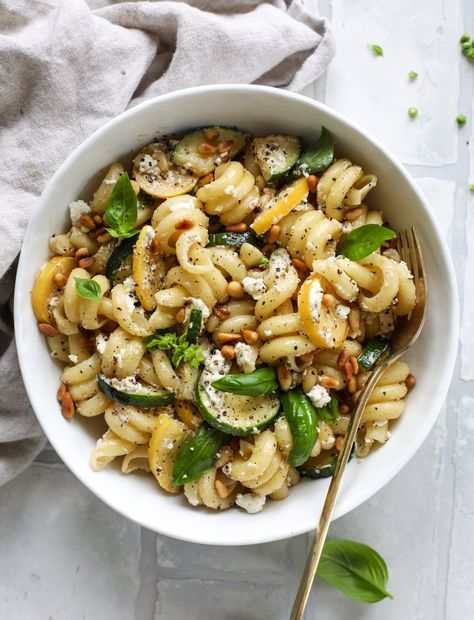 Summer Squash Pasta Skillet with Brown Butter and Goat Cheese Summer Squash Pasta, Summer Pasta Recipes, Pasta Skillet, Pastas Recipes, Skillet Pasta, Summer Eats, Squash Pasta, Favorite Dinner, Summer Recipes Dinner