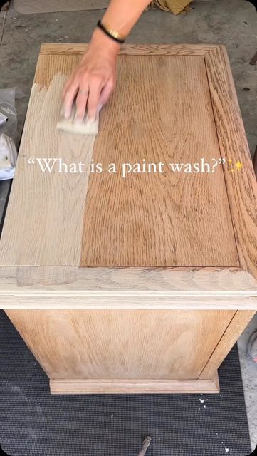 Michelle McRae on Instagram: "HERE👇🏽  Paint washing is a very popular refinishing method. After stripping the old finish to raw wood, dilute the paint with water, brush or wipe it on and wipe off the excess. Doing so allows you to showcase the wood grain without darkening the finish.   If you need process details or product links, COMMENT “paint wash” and I’ll send them ⤵️ (links earn commissions)   #nightstandmakeover #diyfurnituremakeover" Night Stand Makeover, Paint With Water, Paint Wash, Staining Furniture, Stripping Paint, Water Brush, Raw Wood, Space Saving Furniture, Furniture Makeover Diy