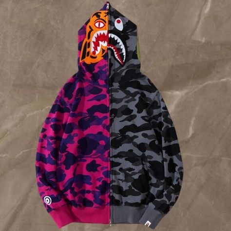 Bape Purple And Gray Patchwork Zip-Up Jacket Bape Clothing, Bape Purple, Bape Jacket, Bape Outfits, Bape Shirt, Crop Blazer, Brown Suede Jacket, Zip Up, Trending Accessories