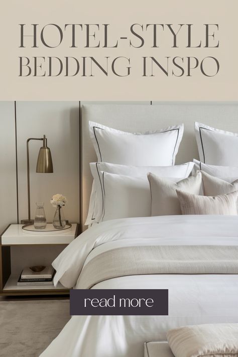 Want that luxurious hotel bedding vibe at home? This step-by-step guide shares easy tips to achieve the ultimate hotel bedding look. From crisp sheets to cozy layers, get the bedding inspo you need for a bedroom refresh! 🛏️✨ #beddinginspohotel Monogram Bedding Master Bedrooms, Hotel Sheets Aesthetic, Make Bedroom Look Like Hotel, Make Your Bed Like A Hotel, How To Make A Cozy Bed Layered, How To Make A Luxurious Bed, Make A Bed Like A Hotel, Hotel Bedding Aesthetic, How To Make Your Bed Like A Hotel