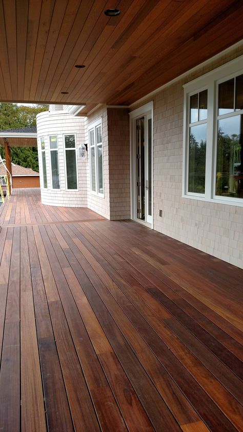 Make your Deck come Anew with Cool Deck Stain Colors deck stain colors mahogany decking applied with penofin exotic hardwood exterior stain in  proportions WTIGJJP Cedar Deck Stain, Stained Deck, Deck Paint Colors, Best Deck Stain, Hidden Deck Fasteners, Deck Stain Colors, Mahogany Decking, Deck Stain, Cedar Deck