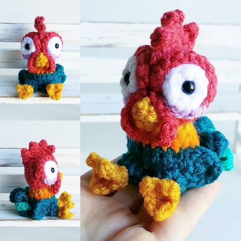 Hei Hei Crochet Pattern, Crochet Hei Hei, Hei Hei Crochet Pattern Free, Disney Crochet Pattern, Disney Sidekicks, Easy Beginner Crochet Patterns, Beginner Crochet Patterns, Disney Crochet, Crochet Keychains