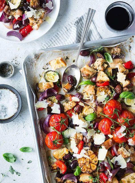 Chicken Panzanella Salad | dish - Dish Chicken Panzanella, Sheet Pan Eggplant, Dinner Recipe For Family, Recipe For Family, Panzanella Recipe, Veg Meals, Pan Recipe, Panzanella Salad, Meat Salad