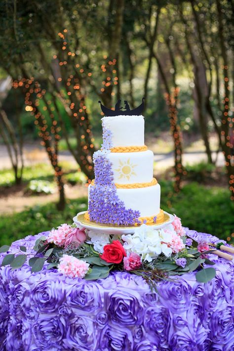 A Tangled Wedding Inspiration - A PRINCESS INSPIRED BLOG | Wedding Cake Rapunzel Themed Cake, Rapunzel Quinceanera Cake, Rapunzel Wedding Cake, Rapunzel 15 Theme, Repunzel Quince Theme, Tangled Wedding Cake, Pastel Rapunzel, Rapunzel Quinceanera Theme, Tangled Quince