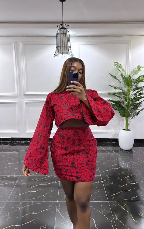 Ankara Crop Top And Skirt, African Print Two Piece, Ankara Top And Skirt, African Print Blouse, African Print Top, Ankara Blouse, Ankara Dress Designs, Trendy Ankara Styles, Skirt And Crop Top