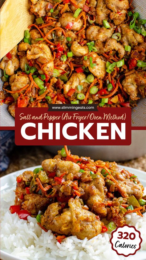 Saturday Chicken Recipe, Air Fryer Salt And Pepper Chicken, Chinese Salt And Pepper Chicken, Saturday Dinner Ideas, Salt And Chilli Chicken, Keto Chinese Food, Chinese Fakeaway, Popular Chinese Dishes, Chicken Chinese