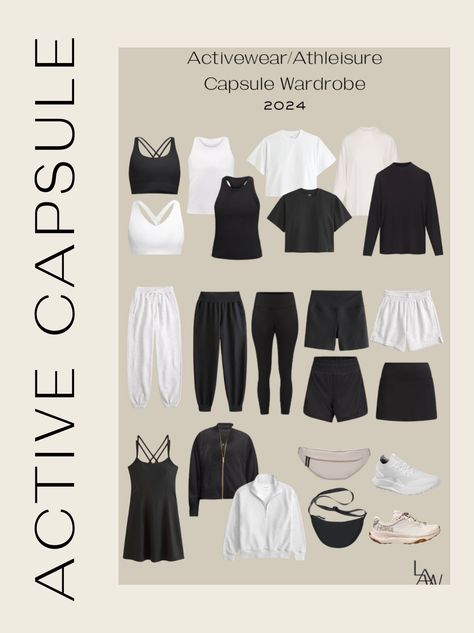 Active Capsule Wardrobe, Gym Wardrobe Capsule, Fitness Capsule Wardrobe, Classy Gym Outfits, Gym Capsule Wardrobe, Workout Capsule Wardrobe, Workout Capsule, Athleisure Capsule Wardrobe, Workout Sneakers