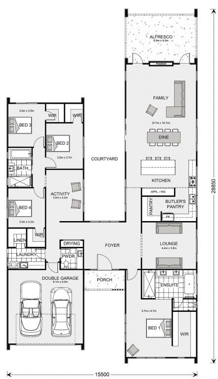 Pavilion Style Homes, Odd Shaped House Plans, Pavilion Style House Plans, Pavilion House Plans, Pavillion Style Homes, Scandinavian Floor Plans, Pavilion House, U Shaped Houses, House Plans Australia