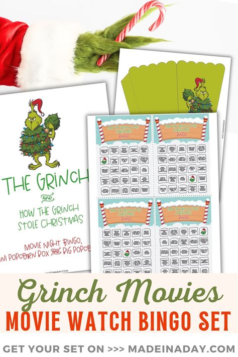 Add a dash of Whoville fun to your next movie marathon with our Grinch Movies Printable Bingo Game Set. Print and play for an unforgettable experience! Download now! grinch games, grinch bingo, holiday movie bingo, movie bingo Grinch Bingo, Grinch Games, Bingo Movie, Movie Bingo, Grinch Ideas, Printable Bingo Games, The Grinch Movie, Your Next Movie, Diy Tree