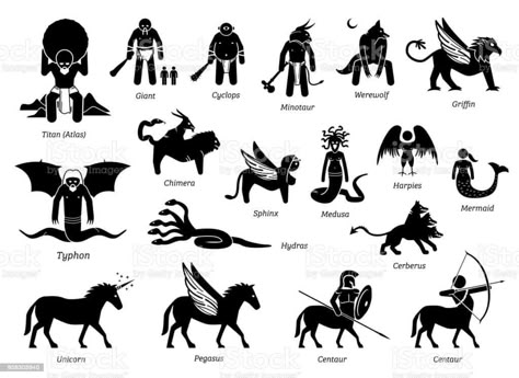 Greek Mythology Monsters, Mythology Monsters, Greek Mythical Creatures, Greek Creatures, Winter Banner, Greek Monsters, Ancient Greek Mythology, Myths & Monsters, Greek Mythology Tattoos