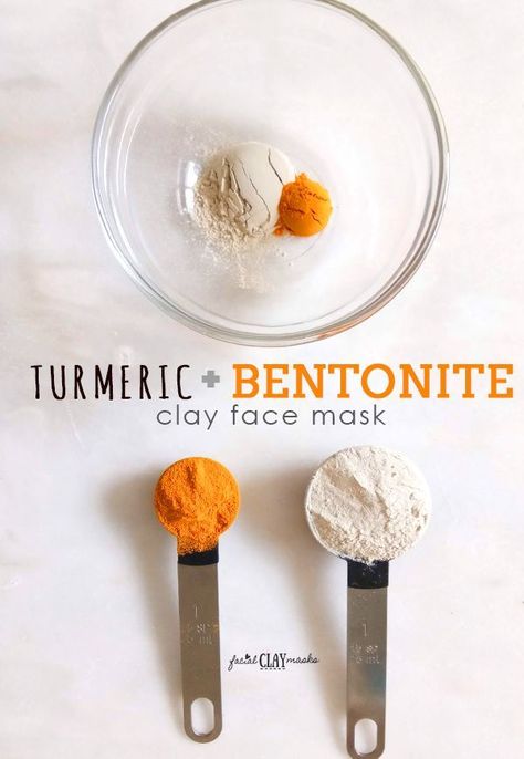 Acne Face Mask Recipe, Clay Face Masks, Clay Mask Recipe, Bentonite Clay Face Mask, Diy Turmeric Face Mask, Bentonite Clay Mask, Face Mask Diy, Turmeric Mask, Turmeric Face Mask