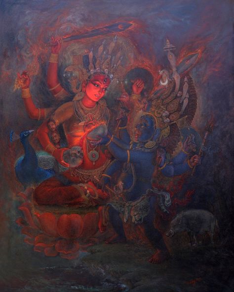 Bhairavi Goddesses, Bhairava God Art, Spiritual Art Soul, Tantra Art, Chakra Art, Blood Art, Hinduism Art, Vedic Art, Goddess Artwork