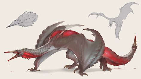 Blood Sucking Dragon, Baldi Konijn on ArtStation at https://www.artstation.com/artwork/d8P2ox Tiamat Dragon, Creature Inspiration, Creature Ideas, Beast Creature, Cool Monsters, Creature Artwork, Fantasy Beasts, Fantasy Creature, Dnd Monsters