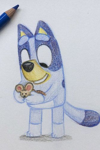 Bluey Sketches, Bluey Drawings Easy, Bluey Arts And Craft, Kids Reference Drawing, Bluey Painting Ideas, Disney Cartoon Characters Drawing, How To Draw Bluey, Bluey Drawings, Bluey Fanart