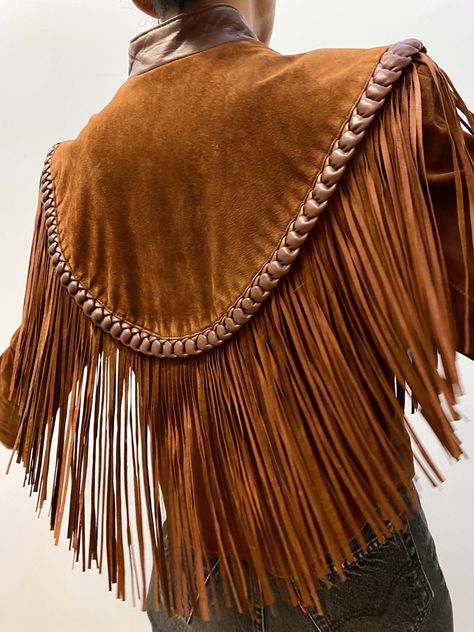 Texas Jacket Outfit, Brown Leather Outerwear For Western-themed Events, Luxury Western Brown Outerwear, Lipan Apache, Vintage Fringe Jacket, Western Leather Outerwear With Fringe, Leather Fringe Jacket, Vintage Brown Fringe Outerwear, Leather Fringe Coats & Jackets