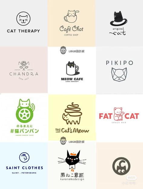 Cat Cafe Name Ideas, Cute Cat Logo Design, Cat Branding Design, Cat Cafe Branding, Cat Logo Ideas, Poke Logo, Aesthetic Logo Design Ideas, Cat Cafe Logo, Logo Minimal Design