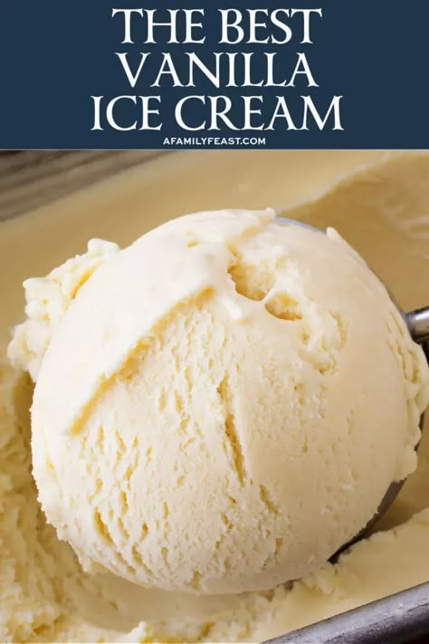 The Best Vanilla Ice Cream is a homemade, custard-based ice cream recipe that tastes so much better than anything store-bought. Ice Cream Maker Recipes Vanilla, Onion Dishes, Custard Ice Cream Recipe, Homemade Vanilla Ice Cream Recipe, Iced Cream, Homemade Ice Cream Recipes Machine, Best Vanilla Ice Cream, Feast Recipes, Best Homemade Ice Cream