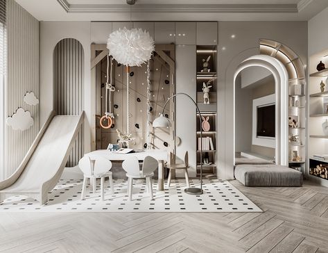 Playroom Ideas Luxury, Dream Playroom Kids, Children Playroom Ideas, Luxury Kids Playroom, Playroom Interior Design, Home Playroom Ideas, Playroom Aesthetic, Luxury Playroom, Aesthetic Playroom