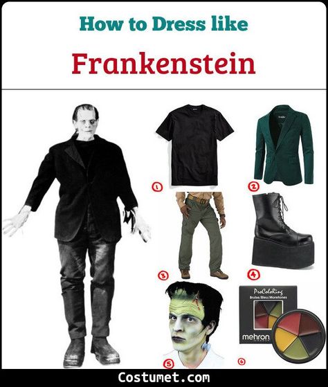 Frankenstein's Monster Costume for Cosplay & Halloween 2021 Dit Halloween Costumes, Frankenstein Costume Men Diy, Easy Frankenstein Costume, Frankenstein Family Costume Ideas, Halloween Costumes Couples Frankenstein, Frankenstein Cosplay Men, Diy Mens Costume, Diy Frankenstein, Frankenstein Costume Men