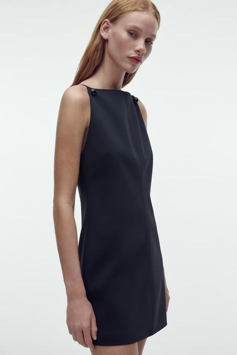 Dresses for Women | Explore our New Arrivals | ZARA United Kingdom Long Dresses With Boots, Navy Blue Short Dress, Zara Short Dress, Women Dress Collection, Zara Mini Dress, Plain Maxi Dress, Basic Black Dress, Formal Clothes, Dress With Buttons